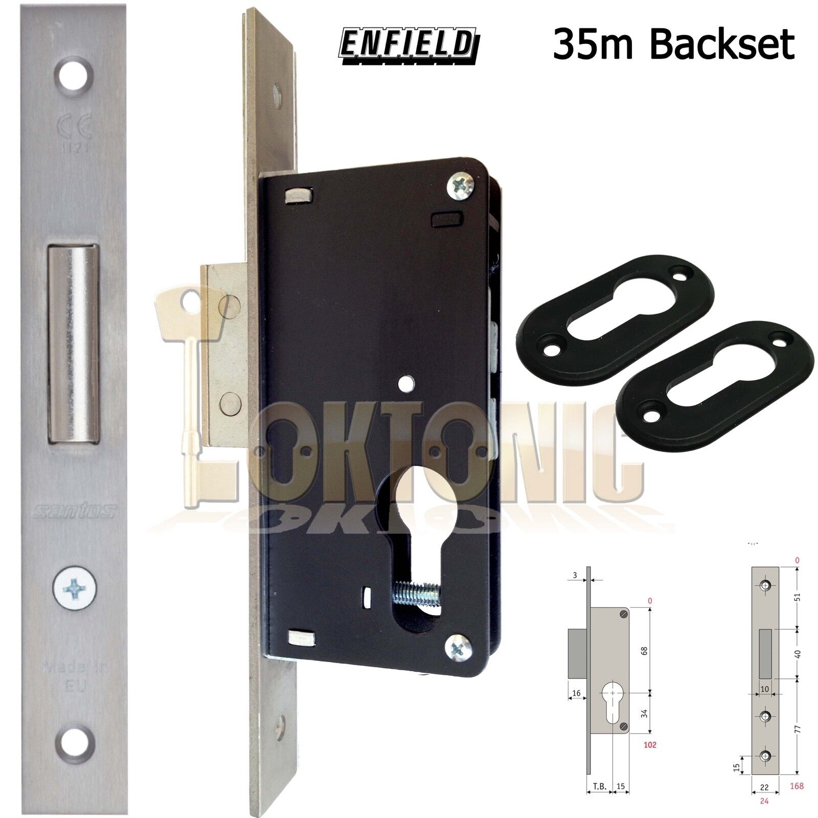 Enfield 35mm Narrow Stile Van Dead Lock Case Door Shed Gate Garage Mortice Euro