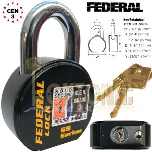 FEDERAL FD900S SOLD SECURE CEN GRADE 3 HEAVY DUTY STEEL PADLOCK