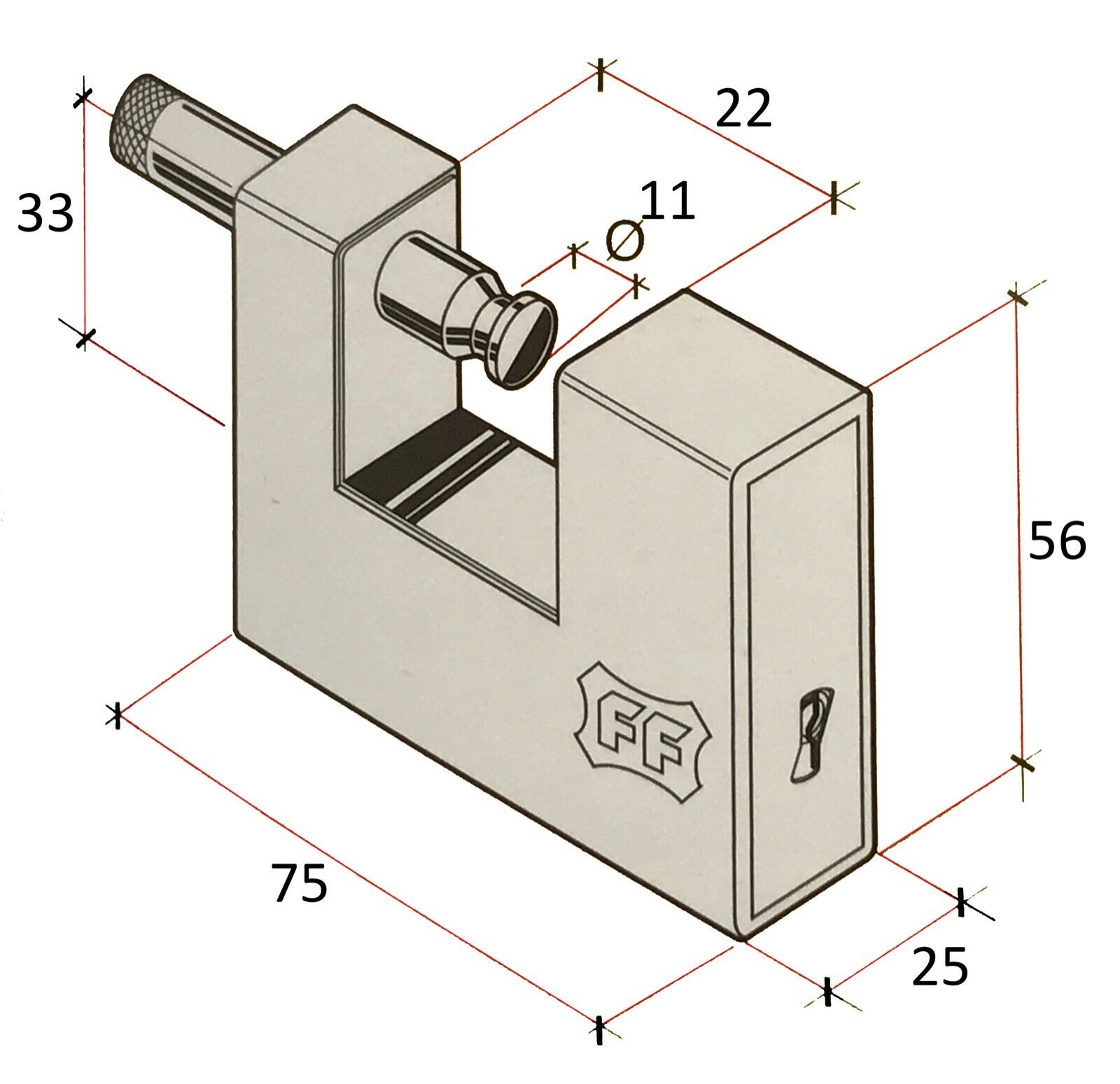 Facchinetti Heavy Duty Steel Roller Shutter Ground Anchor With Padlock 3 Keys - Image 6