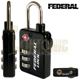 Federal 3 Dial TSA Combination Padlock Resettable Luggage Travel Suitcase Lock