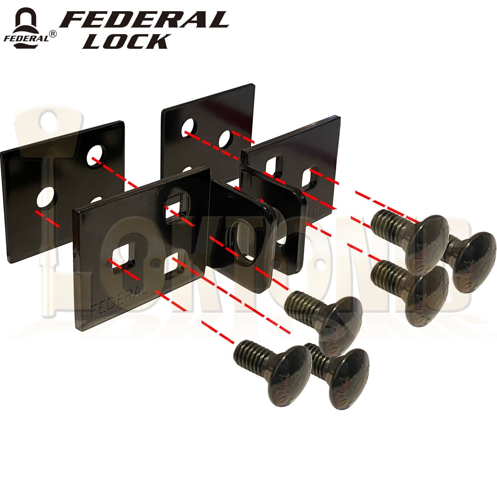 Federal FD6336 Solid Steel Bracket Hasp + Puck Lock Padlock Shed Van Garage - Image 7