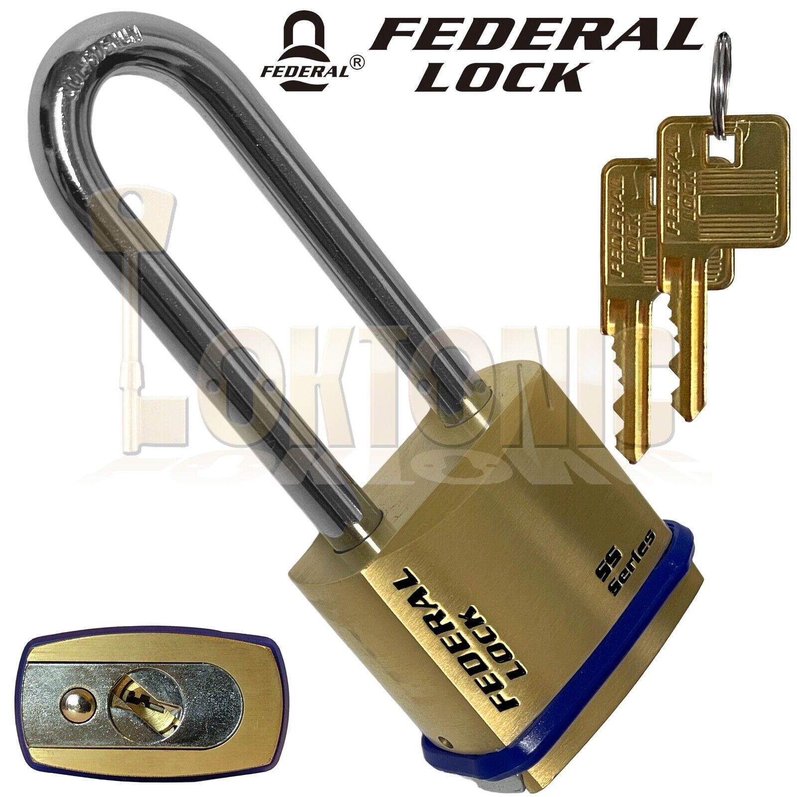 Federal FD723B Super Heavy Duty Long Shackle 3" Solid Brass Padlock - Image 4