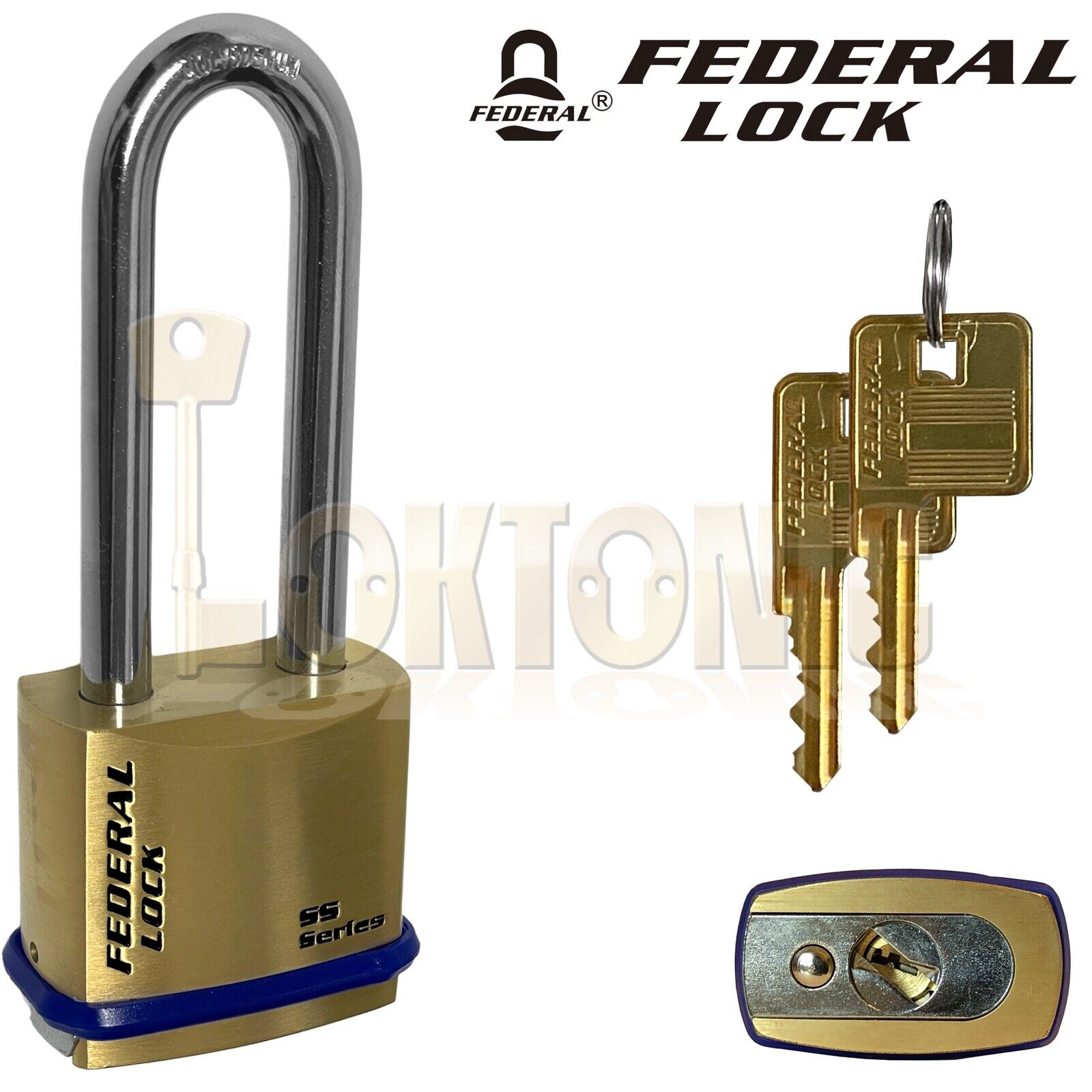 Federal FD723B Super Heavy Duty Long Shackle 3" Solid Brass Padlock