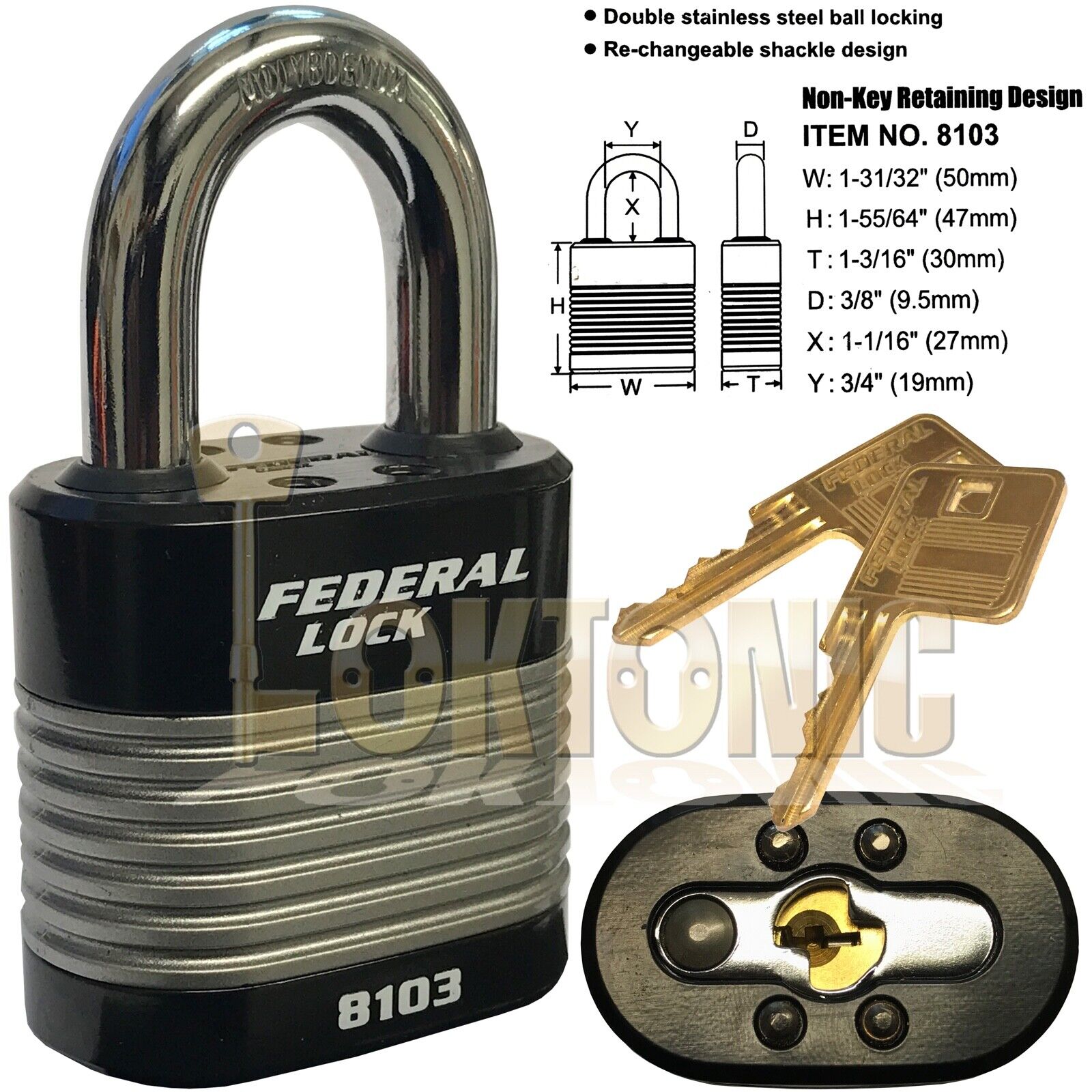 Federal FD8103 High Security Heavy Duty Steel Padlock Gates Shed Garage Barn Van