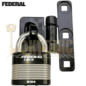 Federal Heavy Duty FD8104 Solid Padlock And Vertical T-Shape Hasp Staple Combo