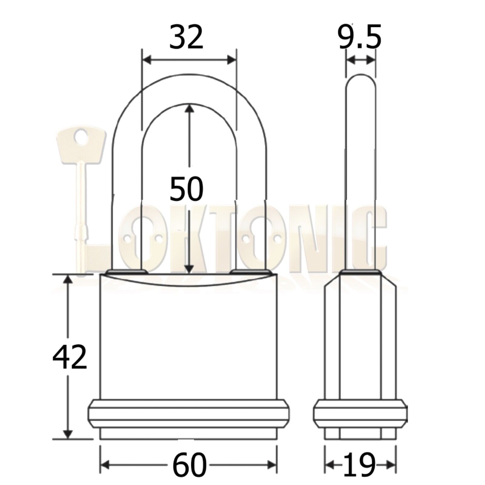 Federal SF62F Solid Brass Long Shackle Padlock Van Gate Shed - Image 4