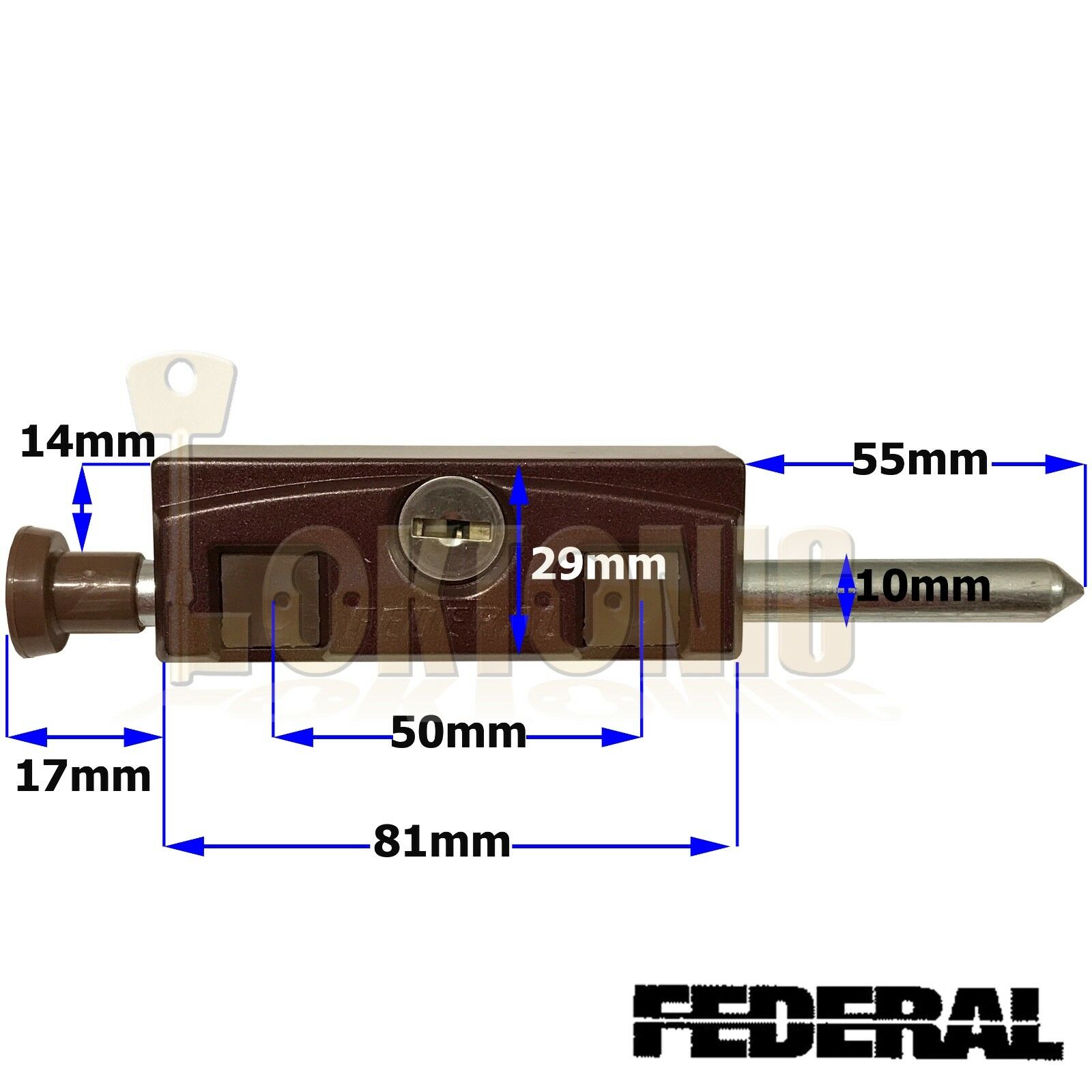 Federal Sliding Multi Purpose Door Window Patio Security Locking Bolt Lock FPB01 - Image 4