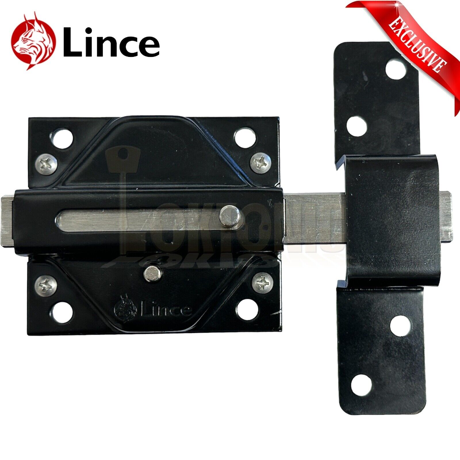 Lince 2970 Security Stainless Steel Black Gate Shed Garage Sliding Deadbolt Lock - Image 4