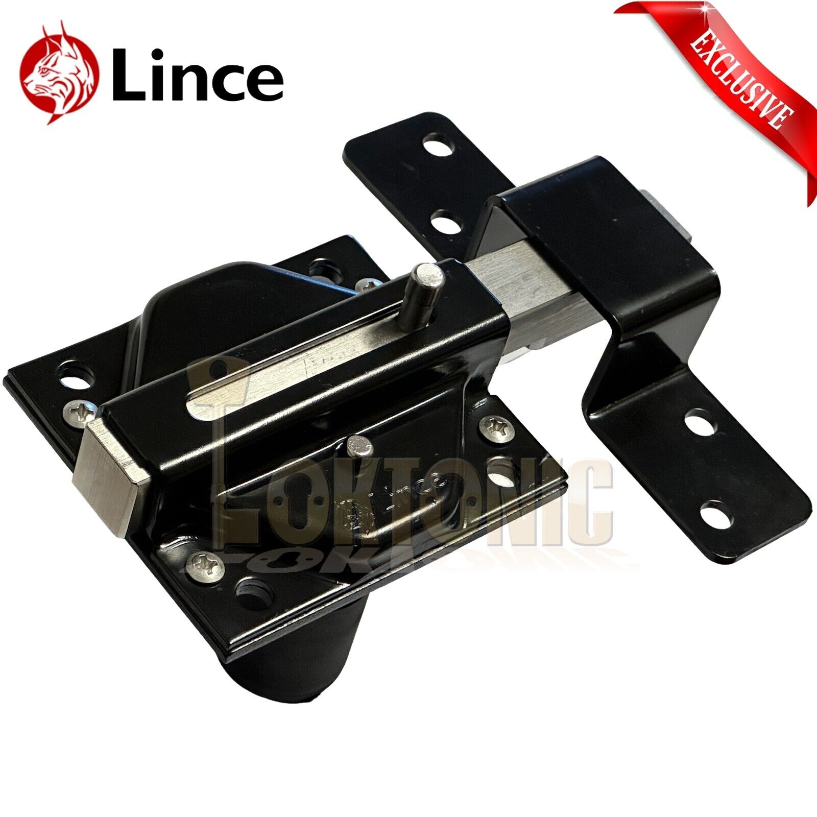 Lince 2970 Security Stainless Steel Black Gate Shed Garage Sliding Deadbolt Lock