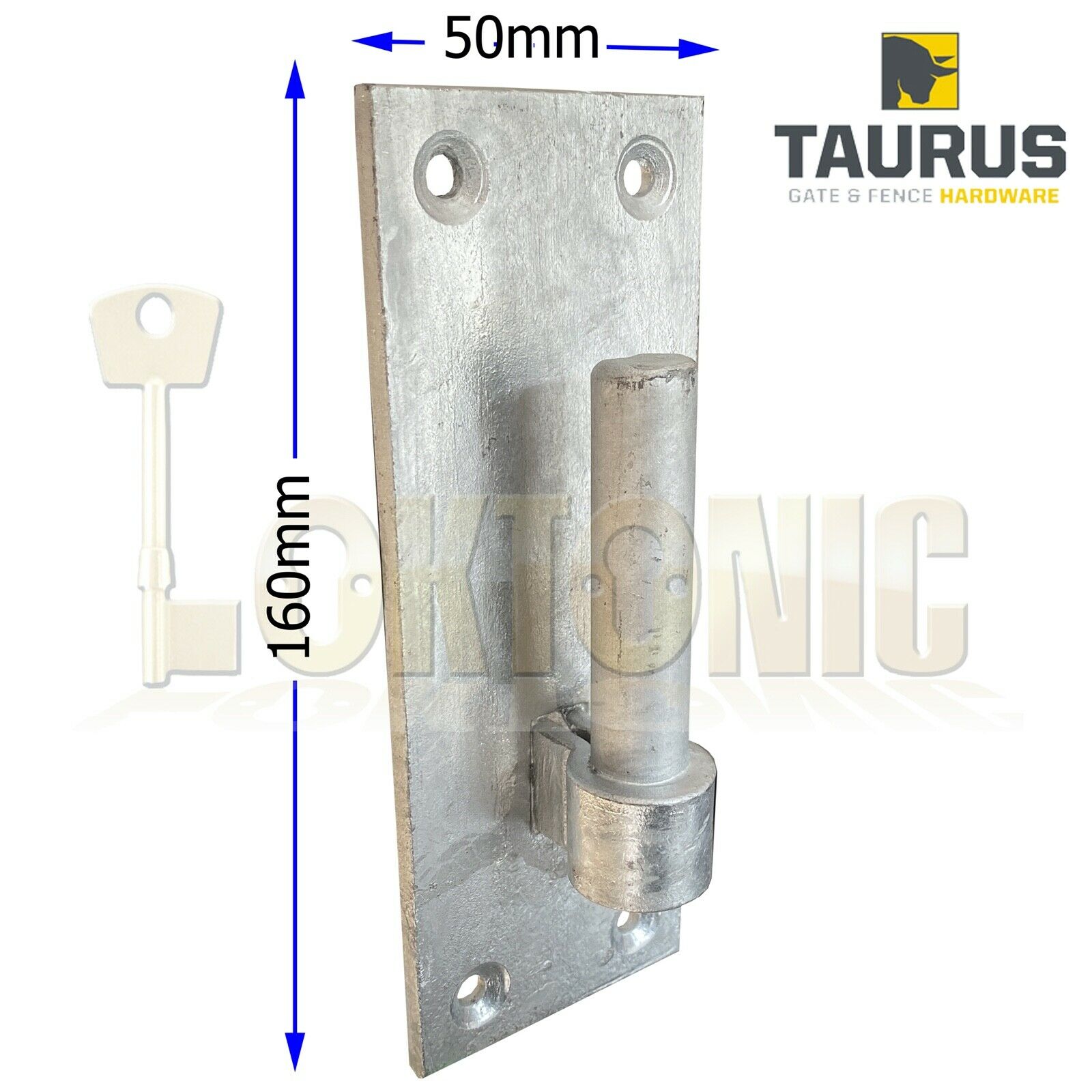 Pair Galvanised Heavy Duty Gate Field Hook On Plate Hinge Brackets 16mm Ø Pin - Image 3