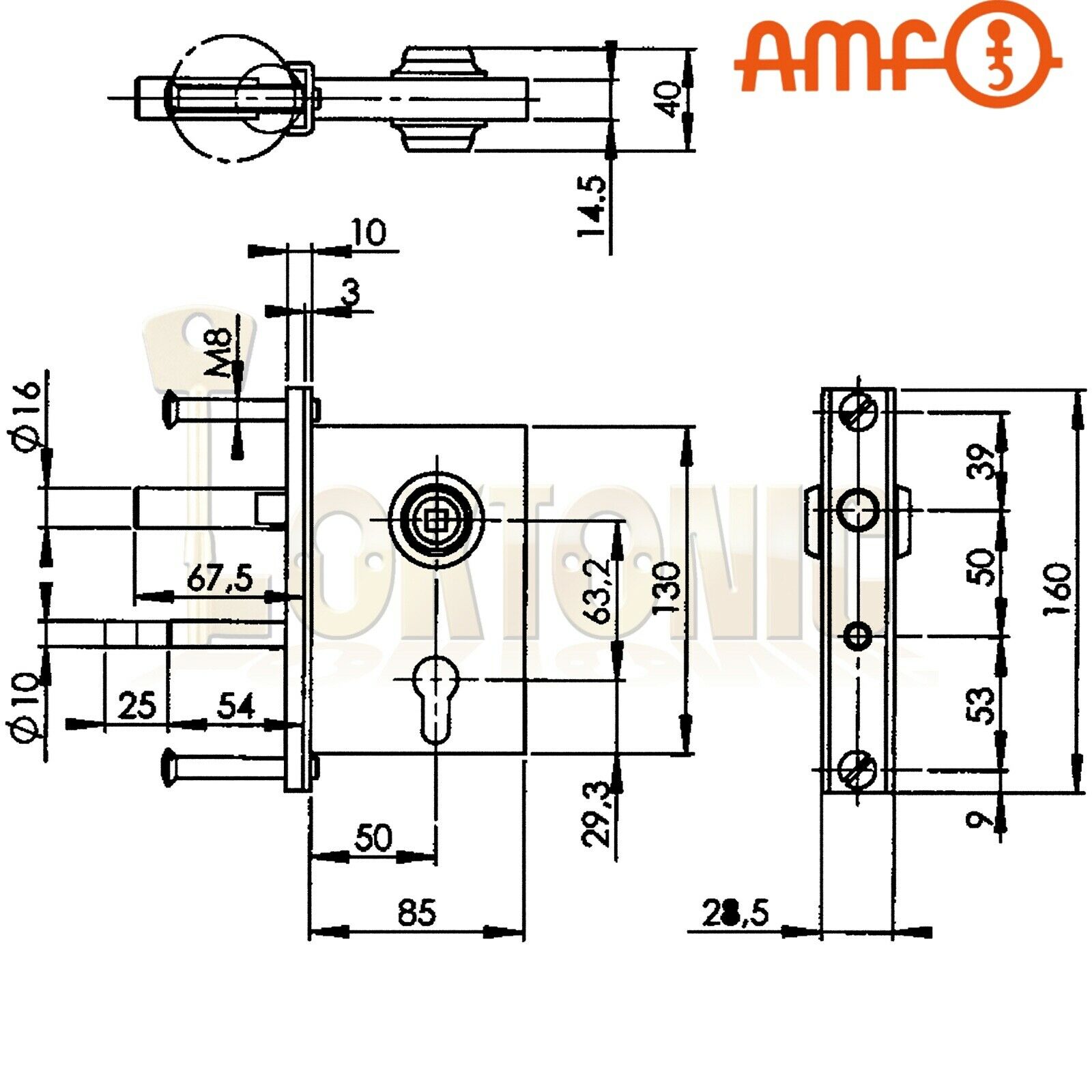 AMF107ZW Heavy Duty Gate Sash Lock For Wrought Iron Gates Made In Germany - Image 4