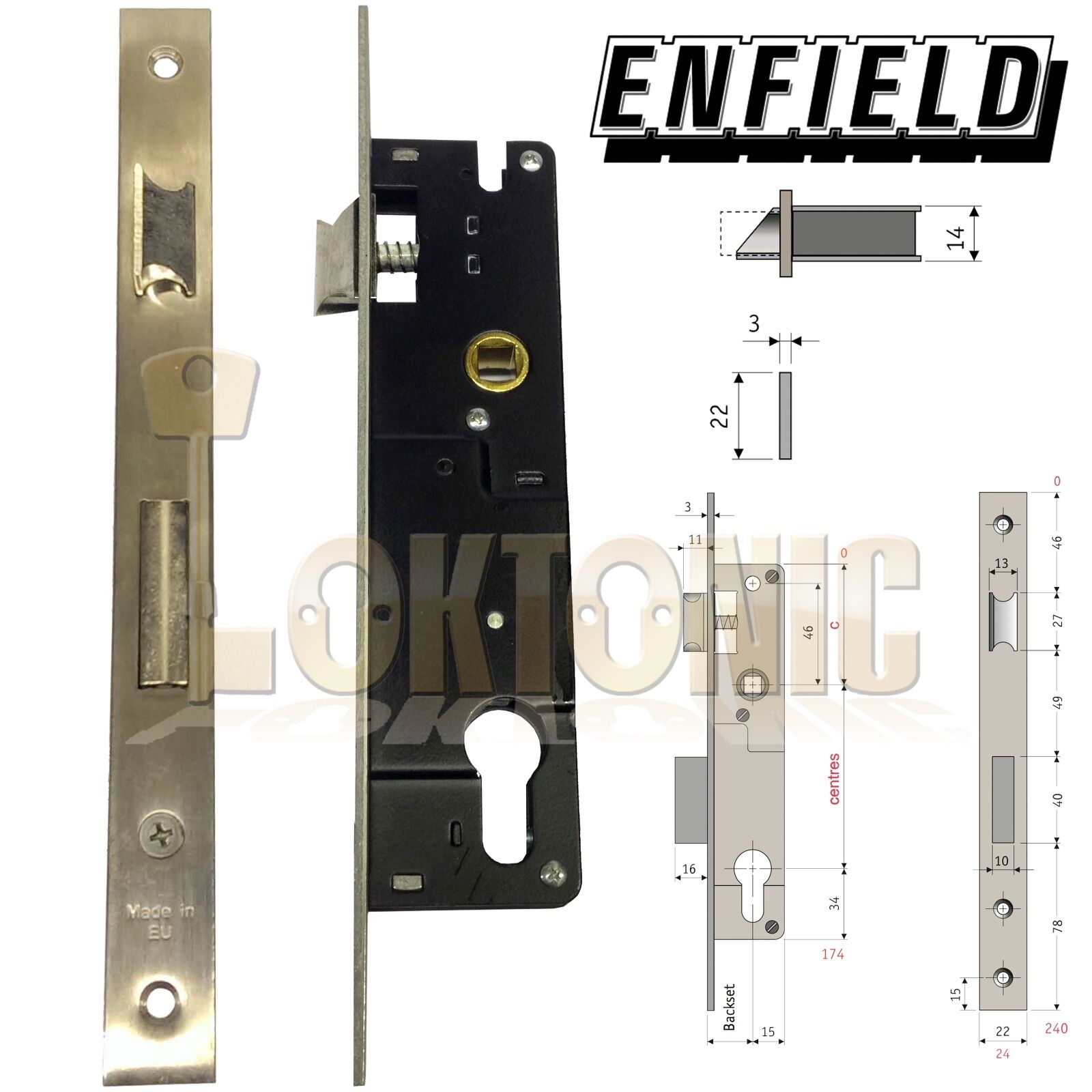 Enfield Euro Mortice Door Sash Lock Body Profile Narrow Case 20mm 25mm 30mm D726 - Image 4