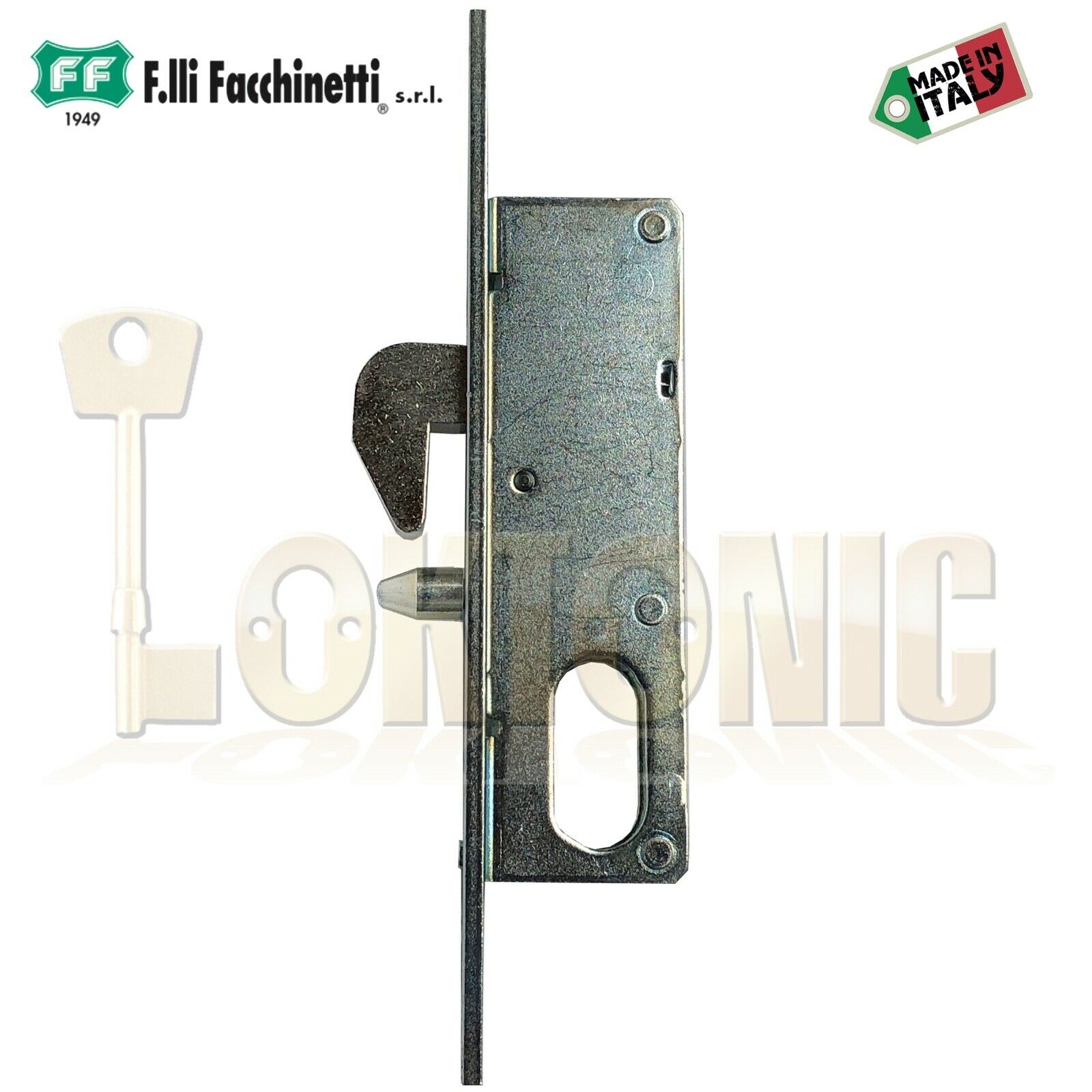 Facchinetti Narrow Stile Small Oval Cylinder Hook bolt Sliding Door Lock - Image 3