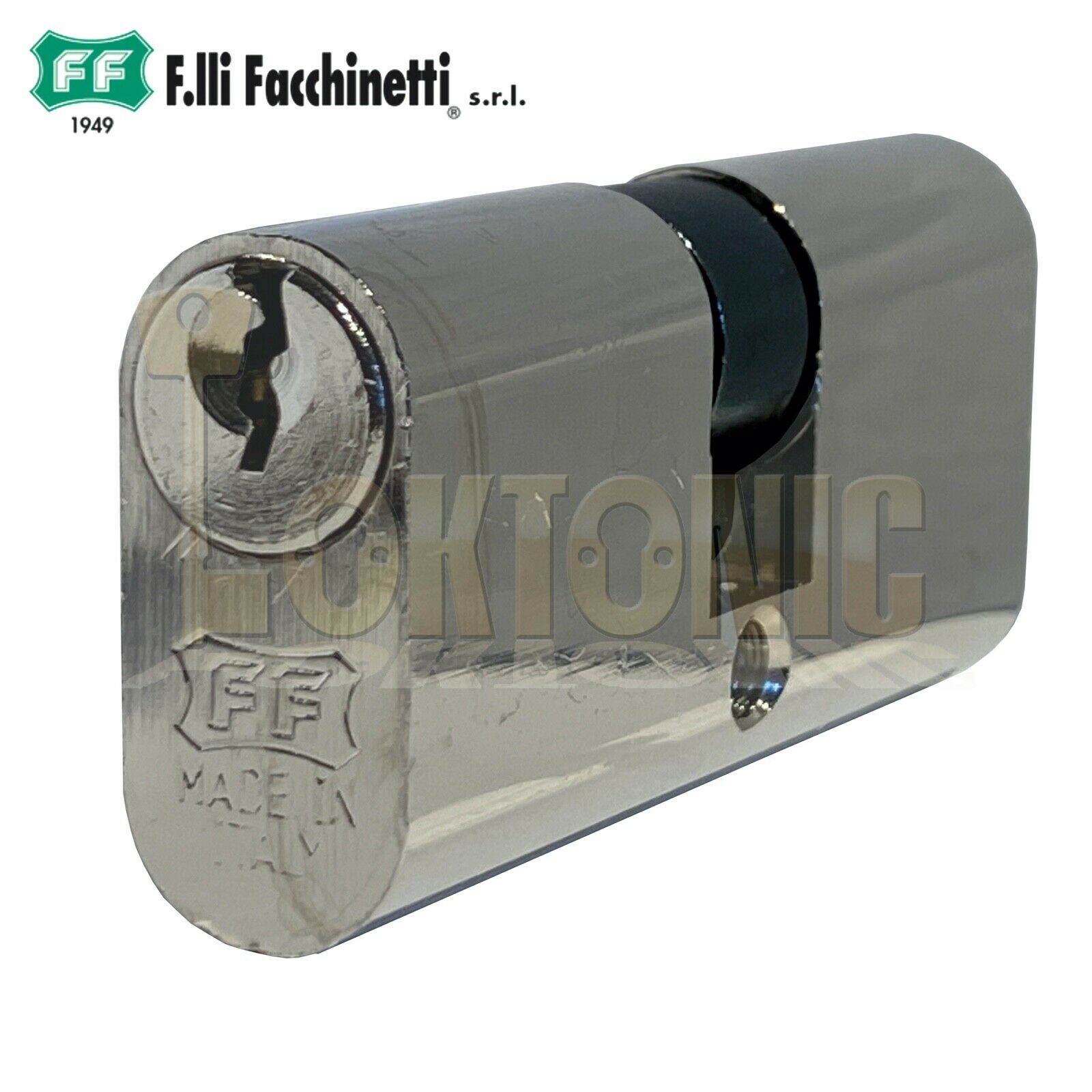 Facchinetti Small Double Oval 70mm Polished Chrome Cylinder Lock Barrel - Image 3