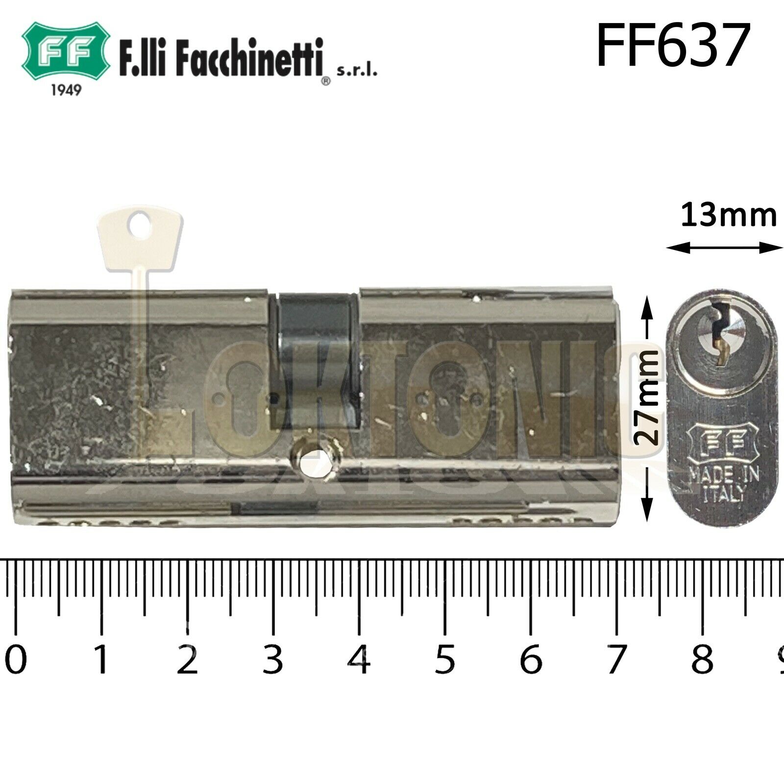 Facchinetti Small Double Oval 70mm Polished Chrome Cylinder Lock Barrel