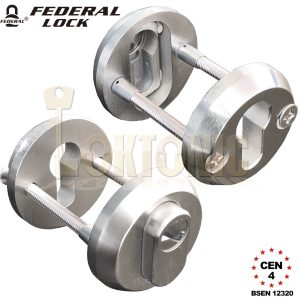 Federal CEN 4 High Security Solid Hardened Steel Bolt Through Euro Escutcheons