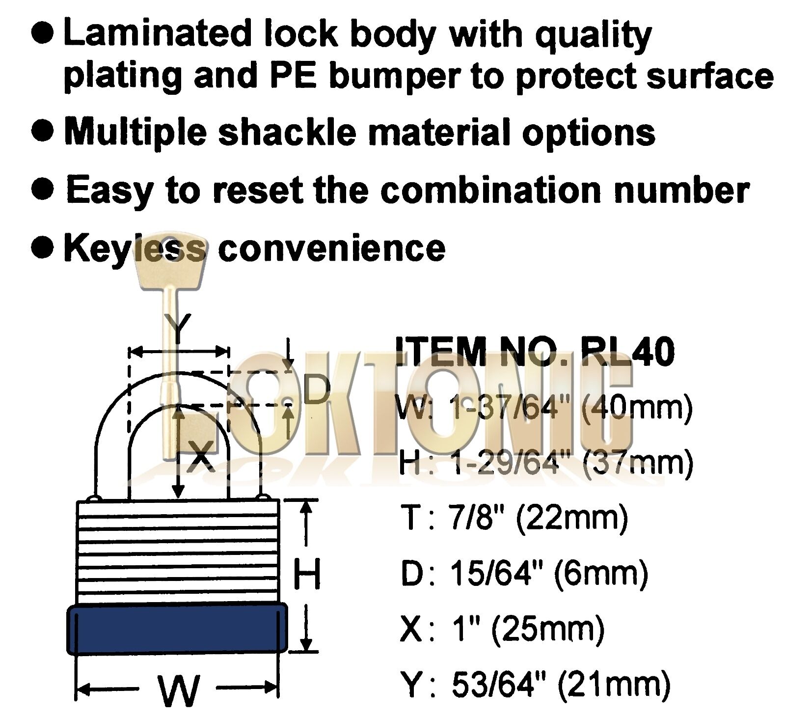 Federal ER40 Resettable Steel Laminated Combination Padlock Toolbox Cupboard - Image 3