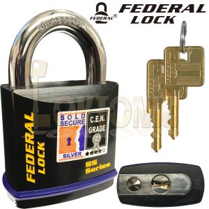 Federal FD730 Sold Secure Silver CEN 4 Solid Steel Heavy Duty Padlock