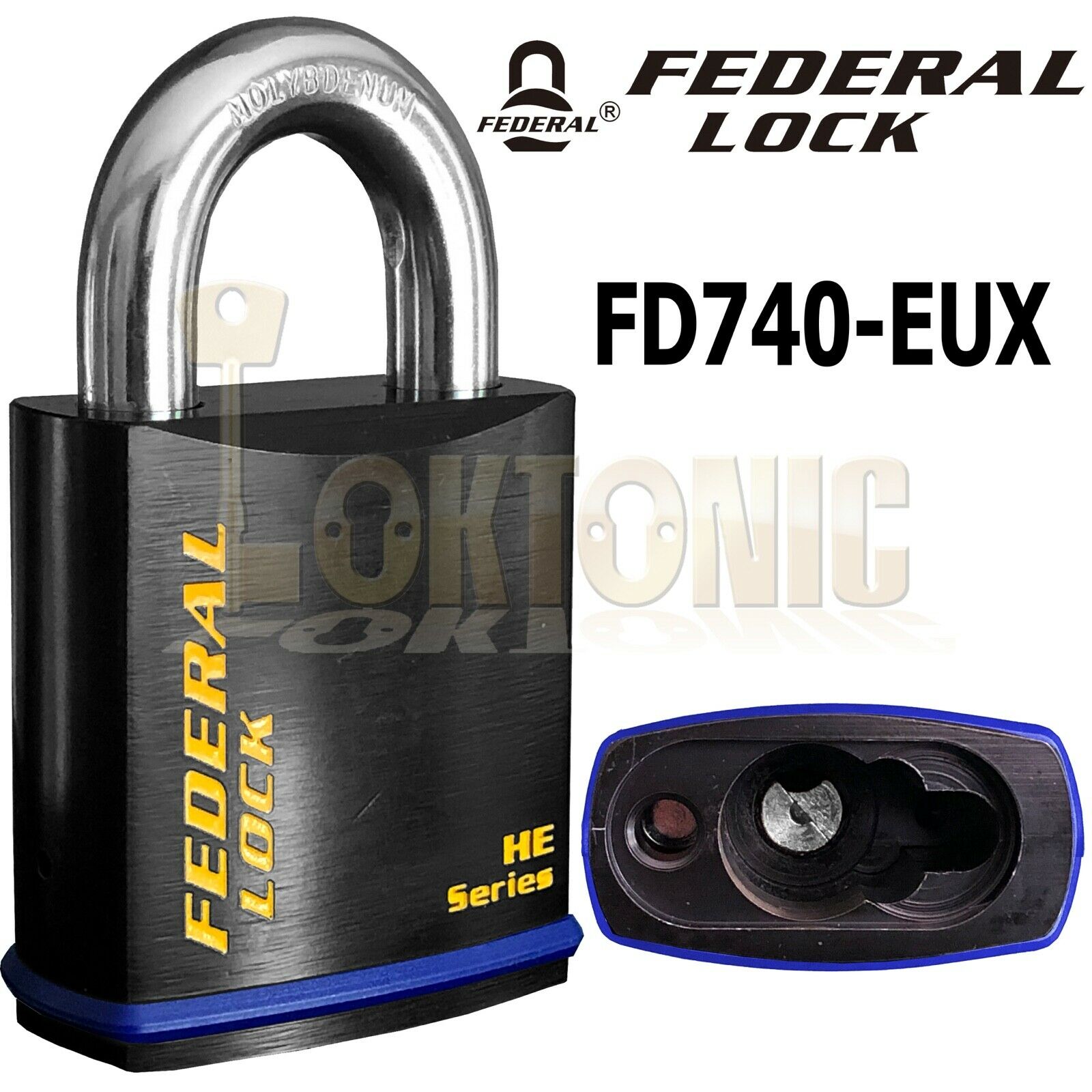 Federal FD740EUX Sold Secure GOLD CEN 5 Body Padlock To Suit Half Euro Cylinder
