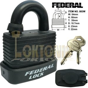 Federal FD803W-BK-KA#3002 Weather Resistant Waterproof Steel Padlocks