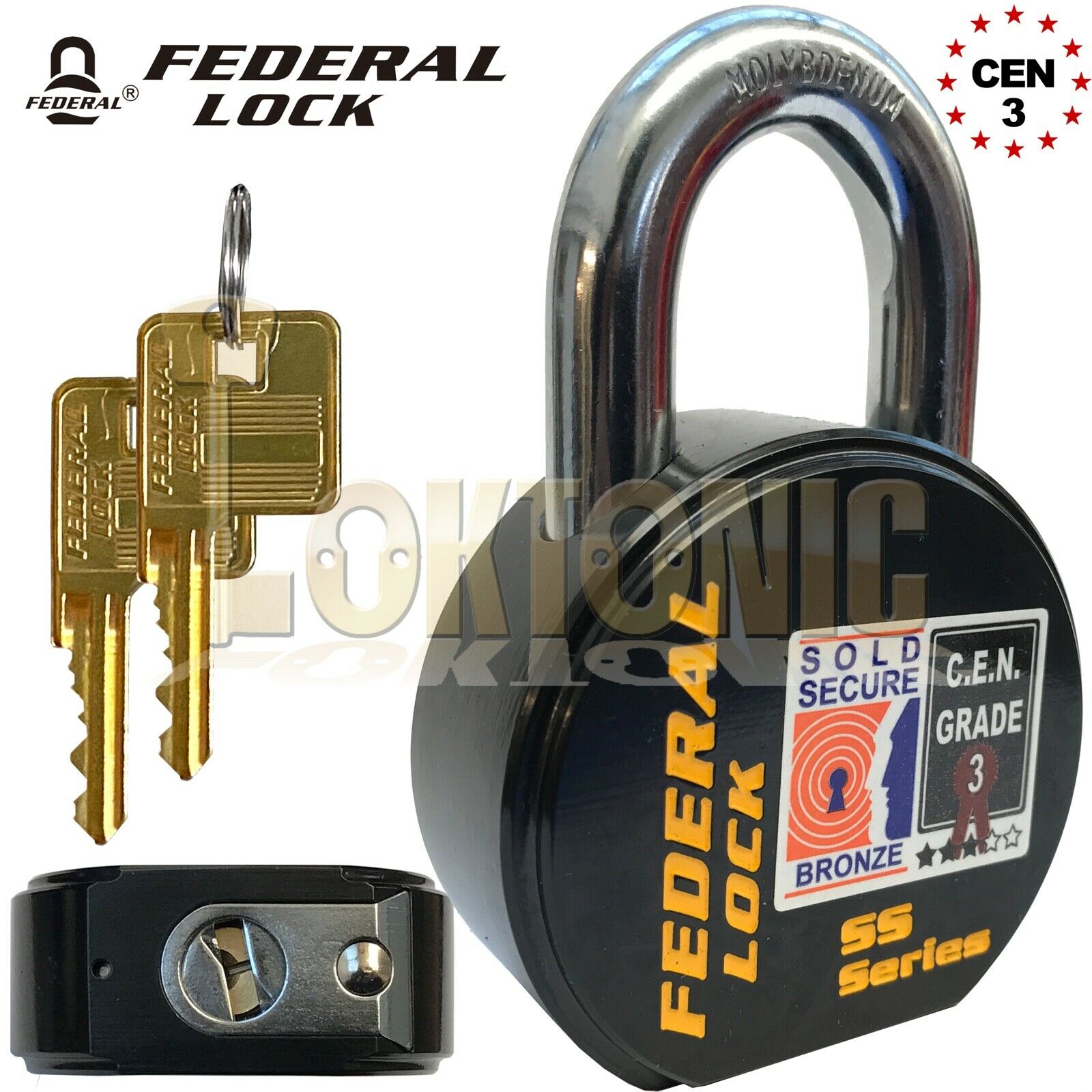 Federal FD900S Sold Secure Bronze CEN 3 Super Heavy Duty Solid Steel Padlocks