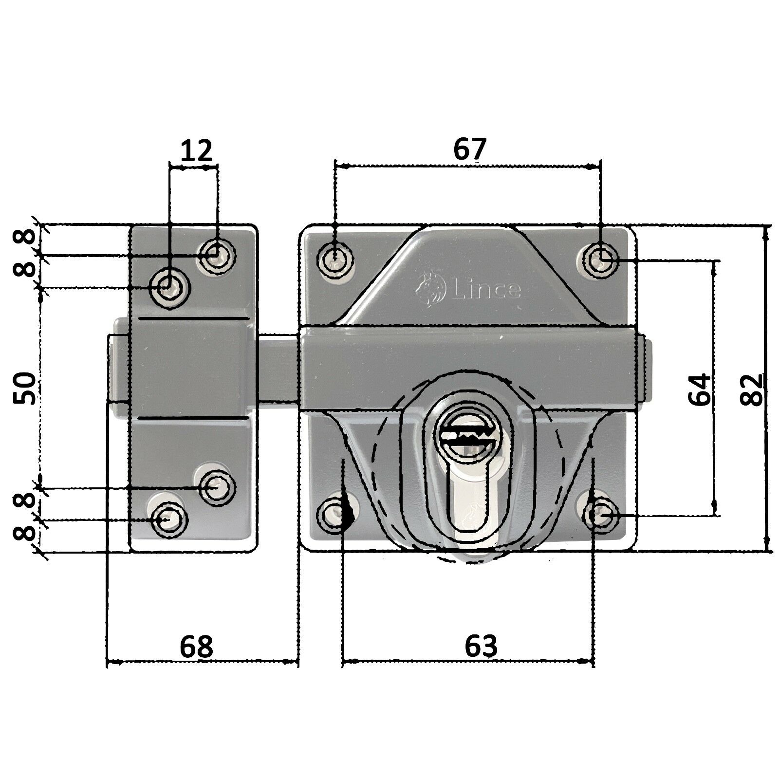 Lince High Security Heavy Duty Euro Gate Slide Rim Dead Bolt Lock Sheds Doors - Image 5
