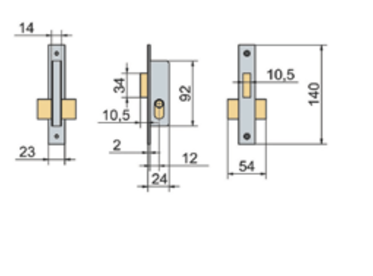 Lince Mortice Narrow Stile Dead Lock With Small Oval Cylinder UPVc - Image 7