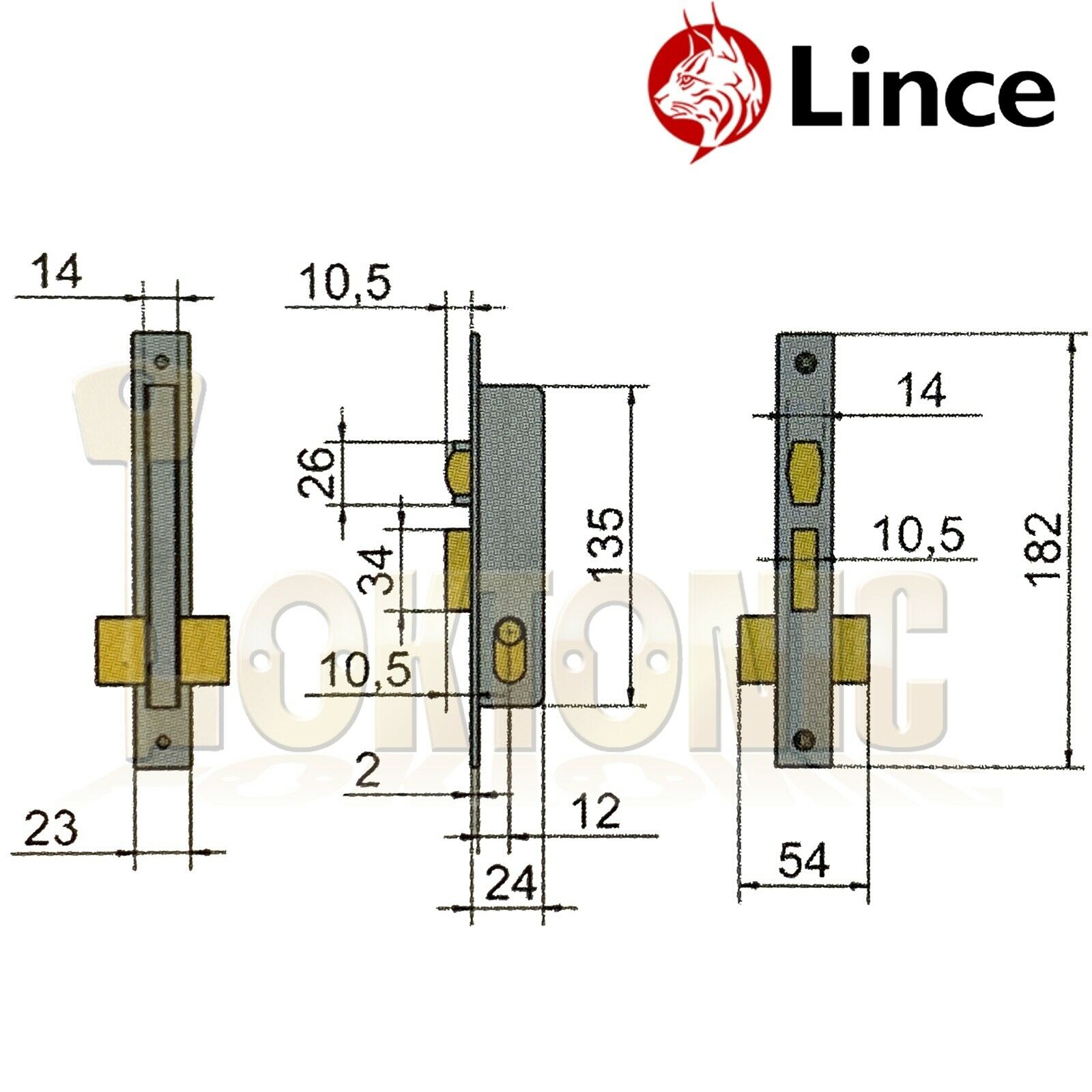 Lince Mortice Narrow Stile Sash Roller Latch Lock With Small Oval Cylinder UPVc - Image 6