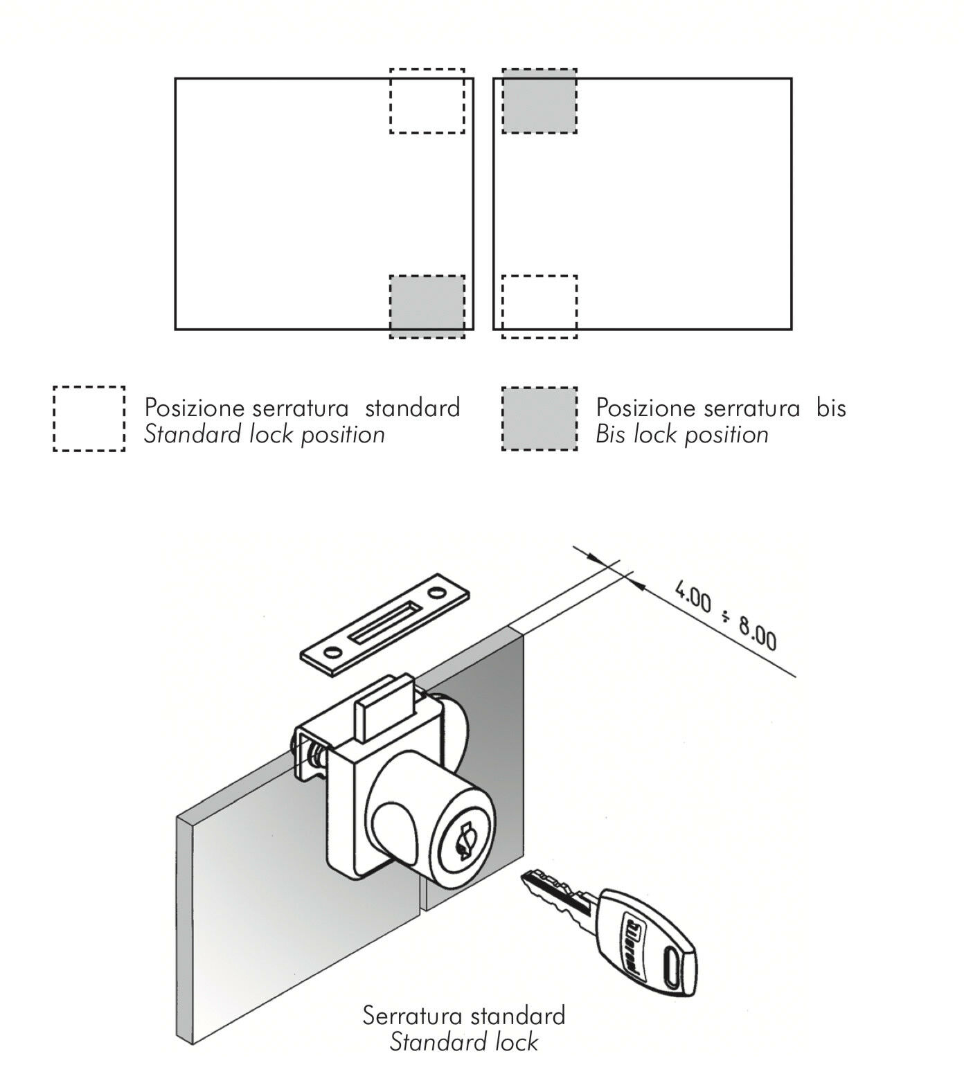 Meroni ME26G4 Glass Display Sliding Cabinet Camlocks For Double Doors - Image 4