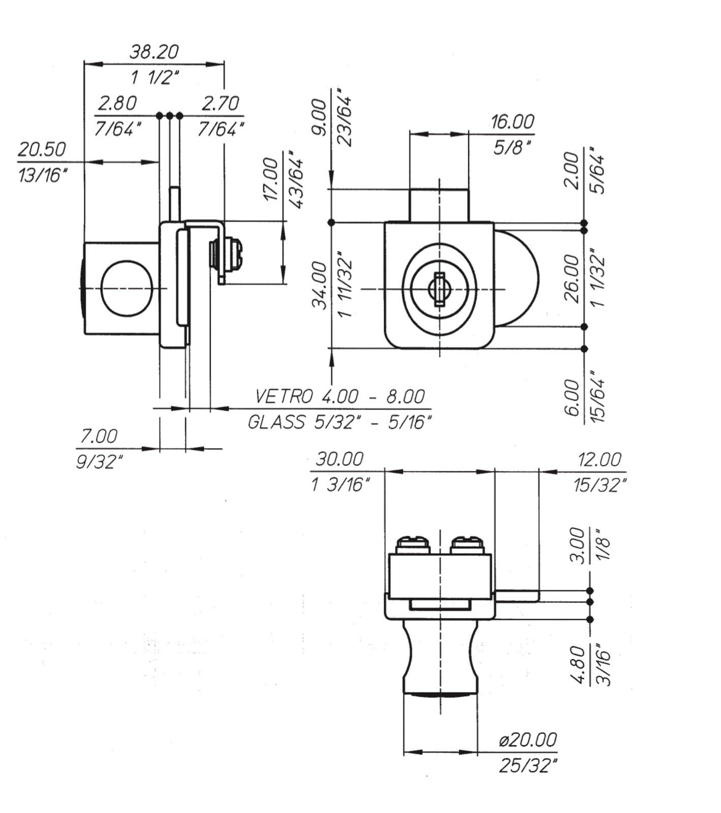 Meroni ME26G4 Glass Display Sliding Cabinet Camlocks For Double Doors - Image 5