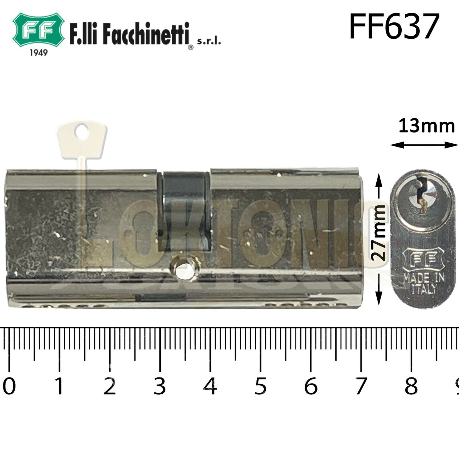 Facchinetti Small Double Oval 70mm Polished Chrome Cylinder Lock Barrel - Image 5