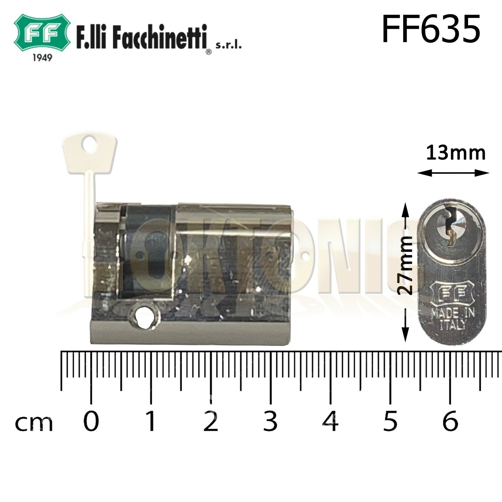 Facchinetti Small Oval Half 33mm Polished Chrome Cylinder Lock Barrel