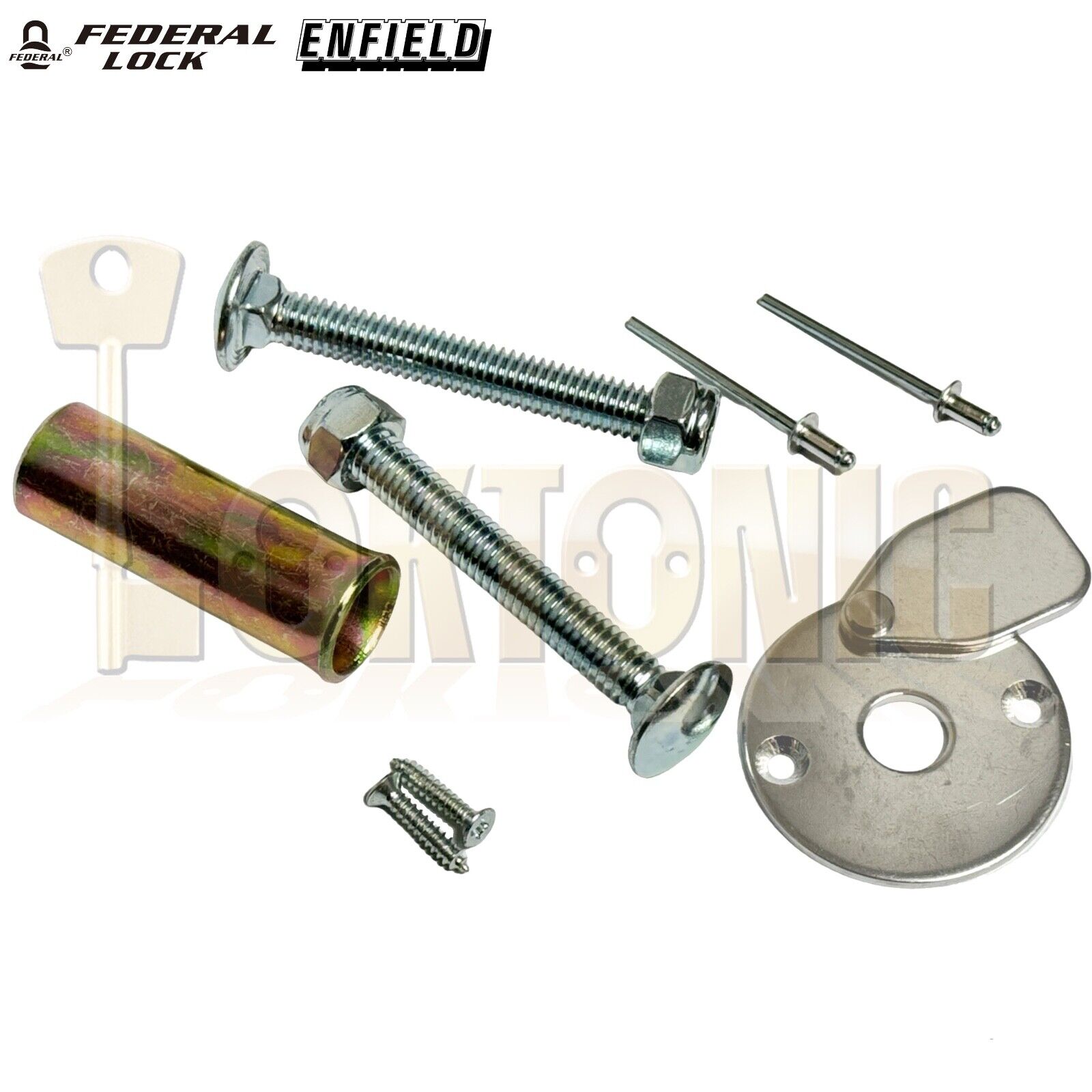 Federal Enfield Garage Door Lock Replacement Parts Coach Bolts Escutcheon Screws - Image 3