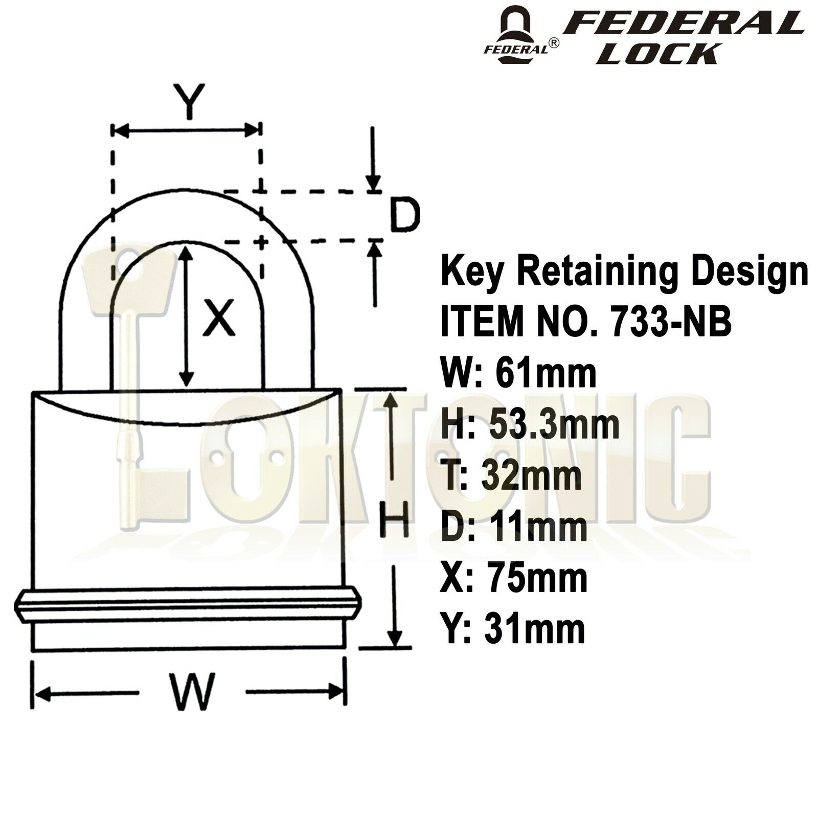 Federal FD733 Sold Secure Silver CEN 4 Super Heavy Duty Solid Steel Padlocks - Image 3