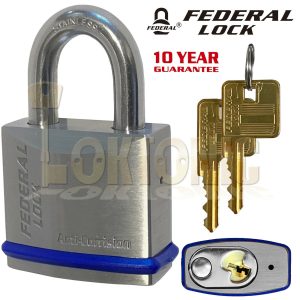 Federal FD850 Heavy Duty Solid Stainless Steel Marine Weather Resistant Padlocks