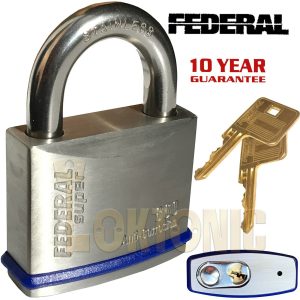 Federal FD860 Heavy Duty Solid Stainless Steel Marine Weather Resistant Padlocks