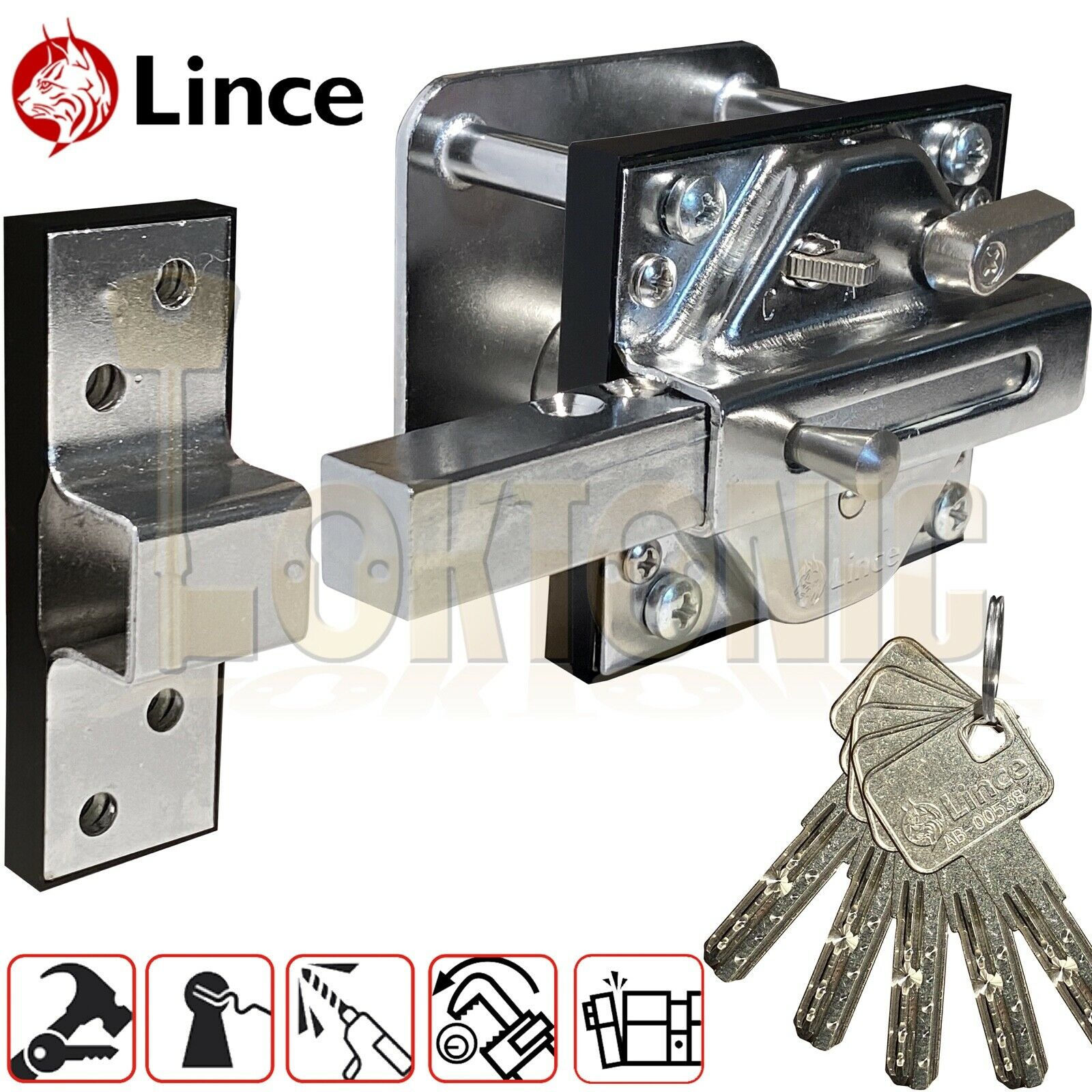 Lince Armour Plate High Security Heavy Duty Rim Gate Shed Sliding Dead Bolt - Image 3