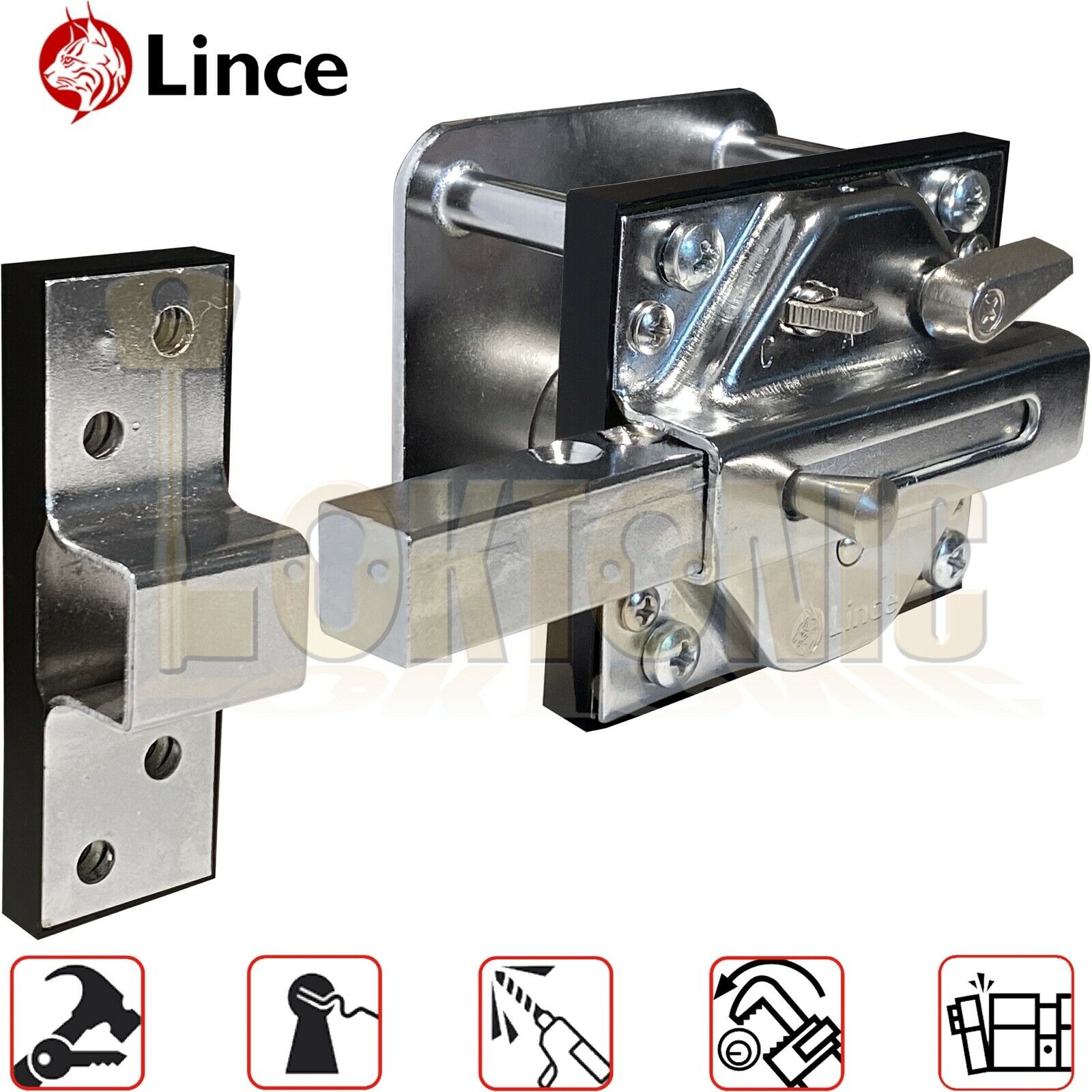 Lince Armour Plate High Security Heavy Duty Rim Gate Shed Sliding Dead Bolt - Image 5