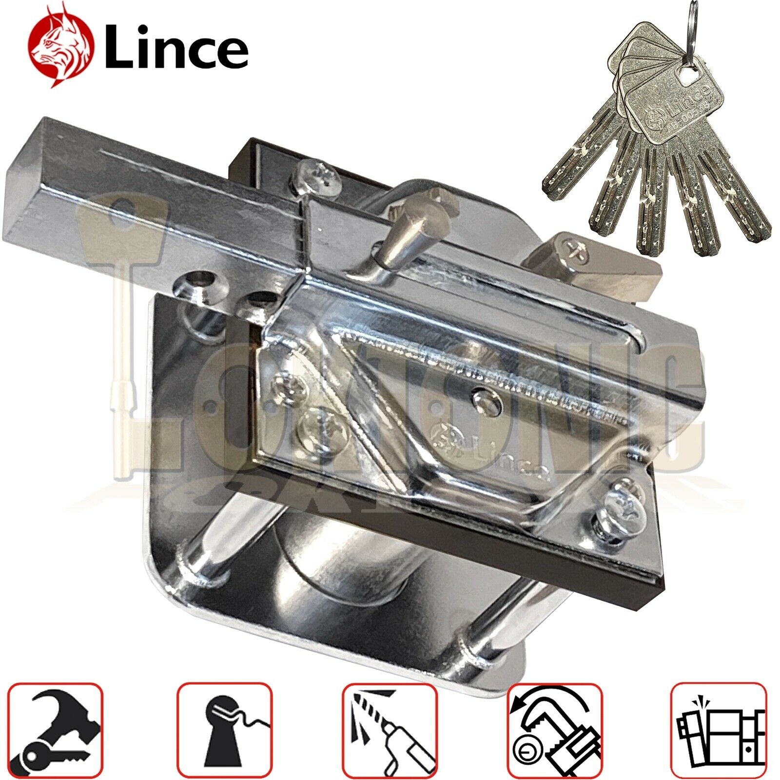 Lince Armour Plate High Security Heavy Duty Rim Gate Shed Sliding Dead Bolt