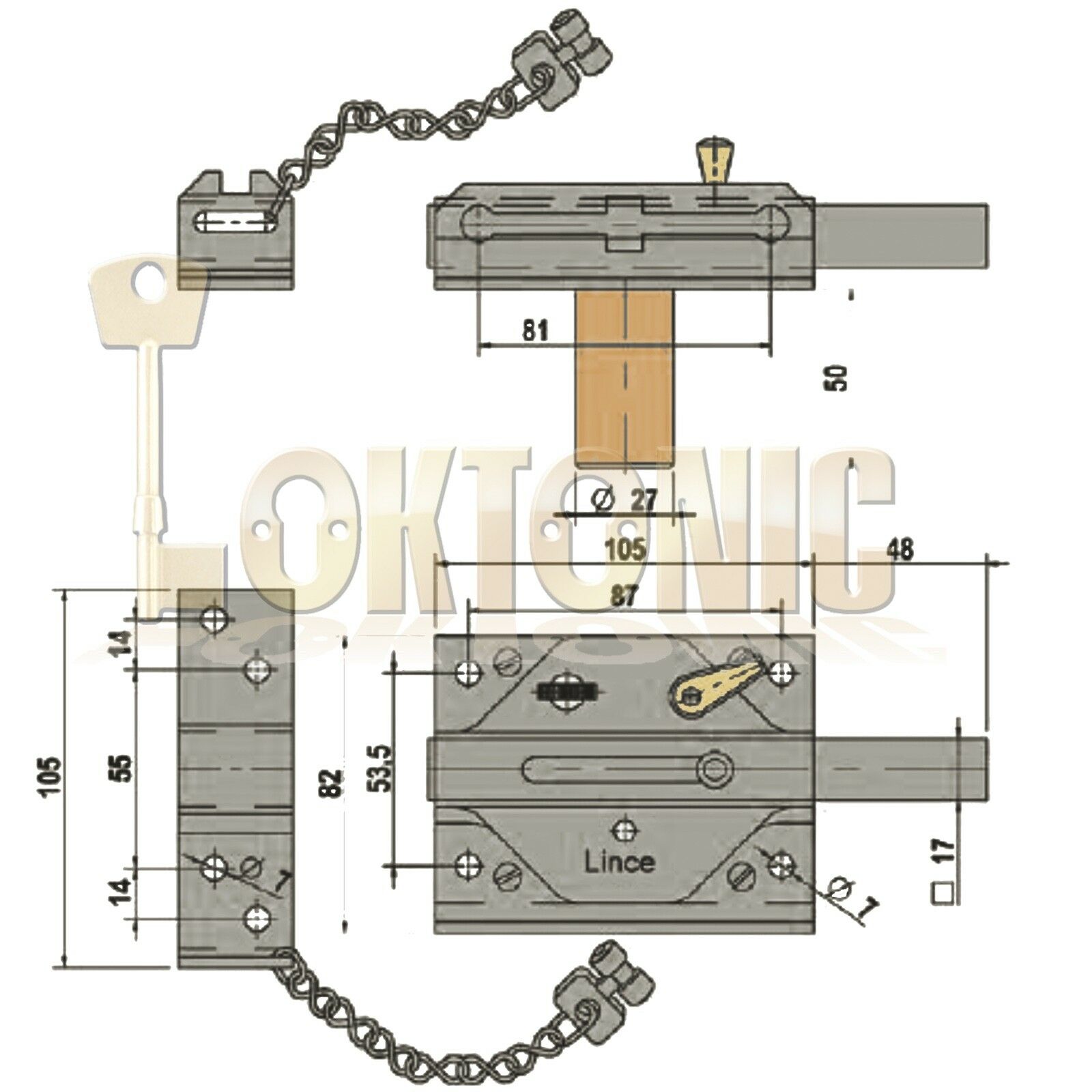Lince Chrome High Security Heavy Duty Rim Gate Shed Garage Sliding Bolt Lock - Image 9