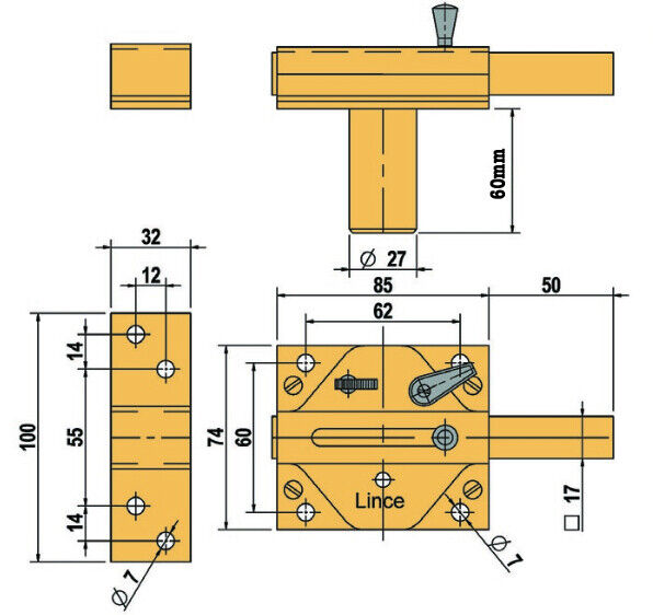 Lince Rim Lock Heavy Duty Gate Shed Sliding Bolt Suit 60mm Thick Doors - Image 3