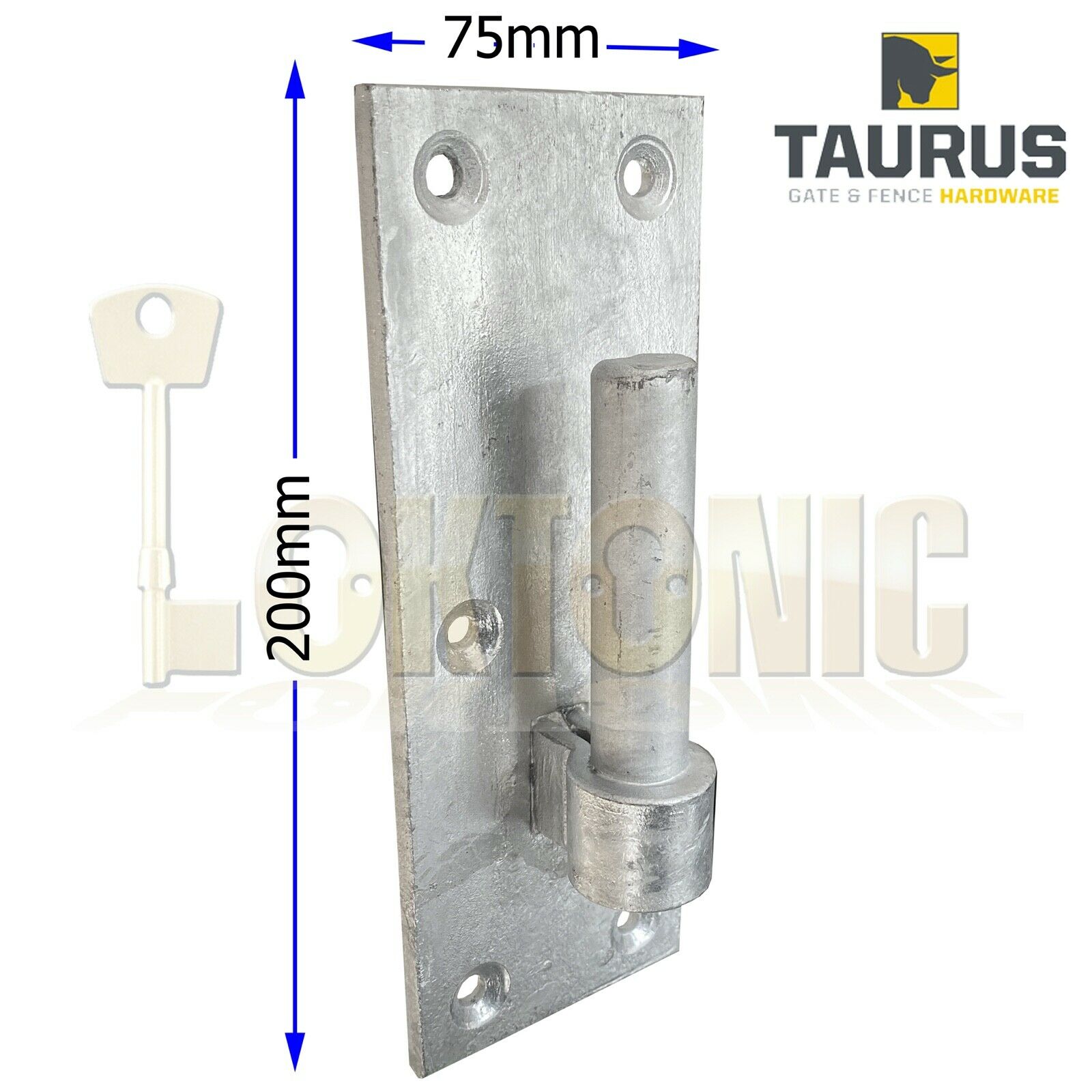 Pair Galvanised Heavy Duty Gate Field Hook On Plate Hinge Brackets 19mm Ø Pin - Image 3