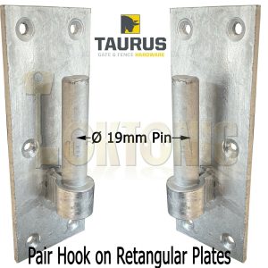 Pair Galvanised Heavy Duty Gate Field Hook On Plate Hinge Brackets 19mm Ø Pin