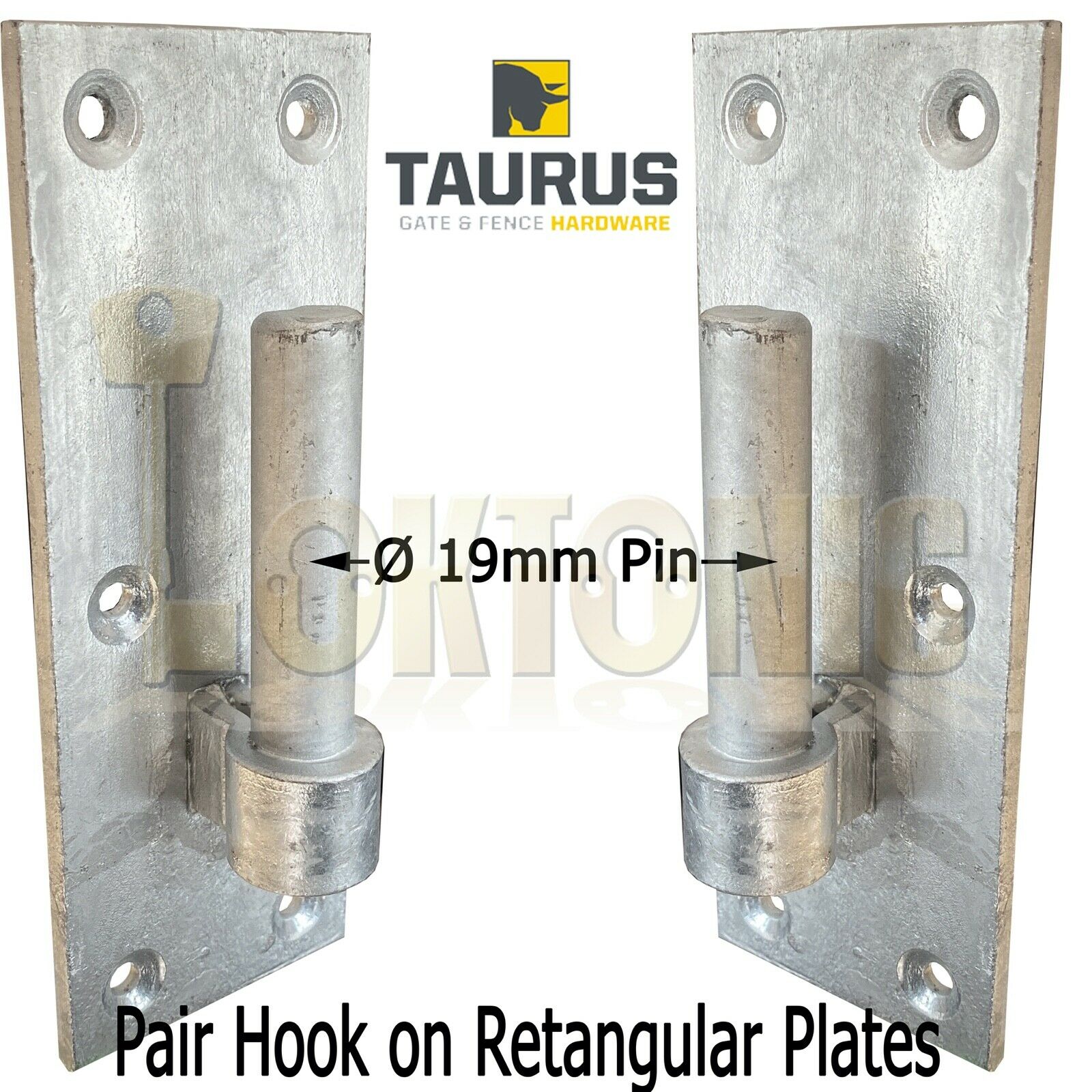 Pair Galvanised Heavy Duty Gate Field Hook On Plate Hinge Brackets 19mm Ø Pin