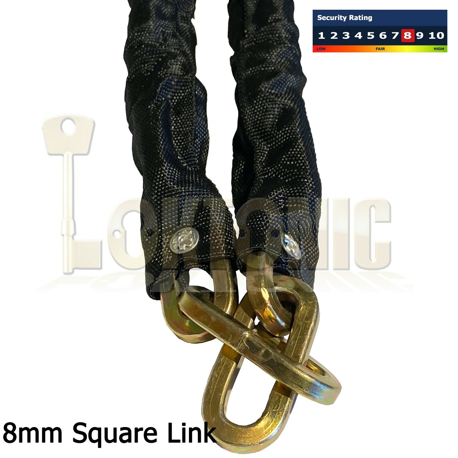 Square Link 8mm Security Bike Chain Manganese Hardened Steel Bicycle Shed Gate - Image 3