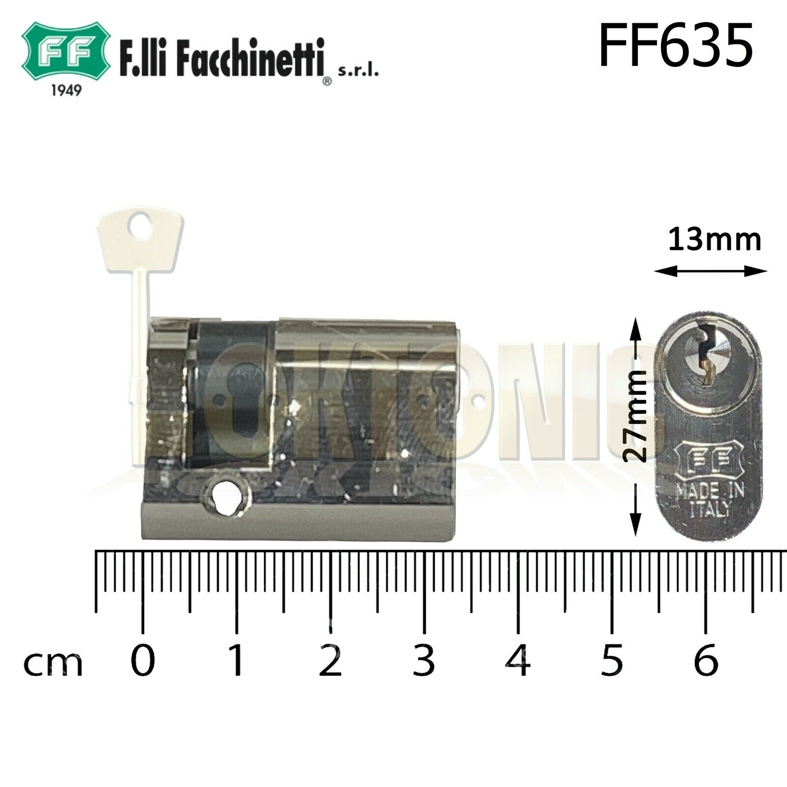 Facchinetti Small Oval Half 33mm Polished Chrome Cylinder Lock Barrel - Image 4