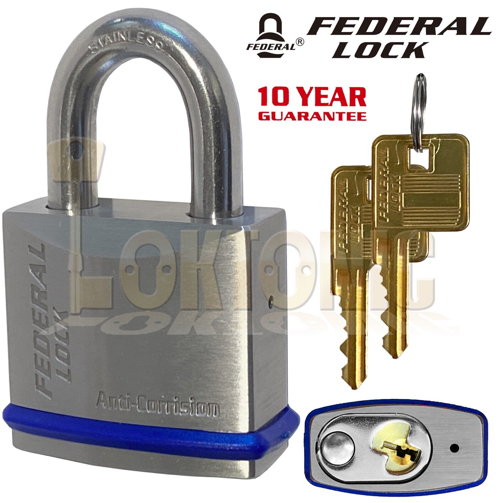 Federal FD850 Heavy Duty Solid Stainless Steel Marine Weather Resistant Padlocks - Image 5
