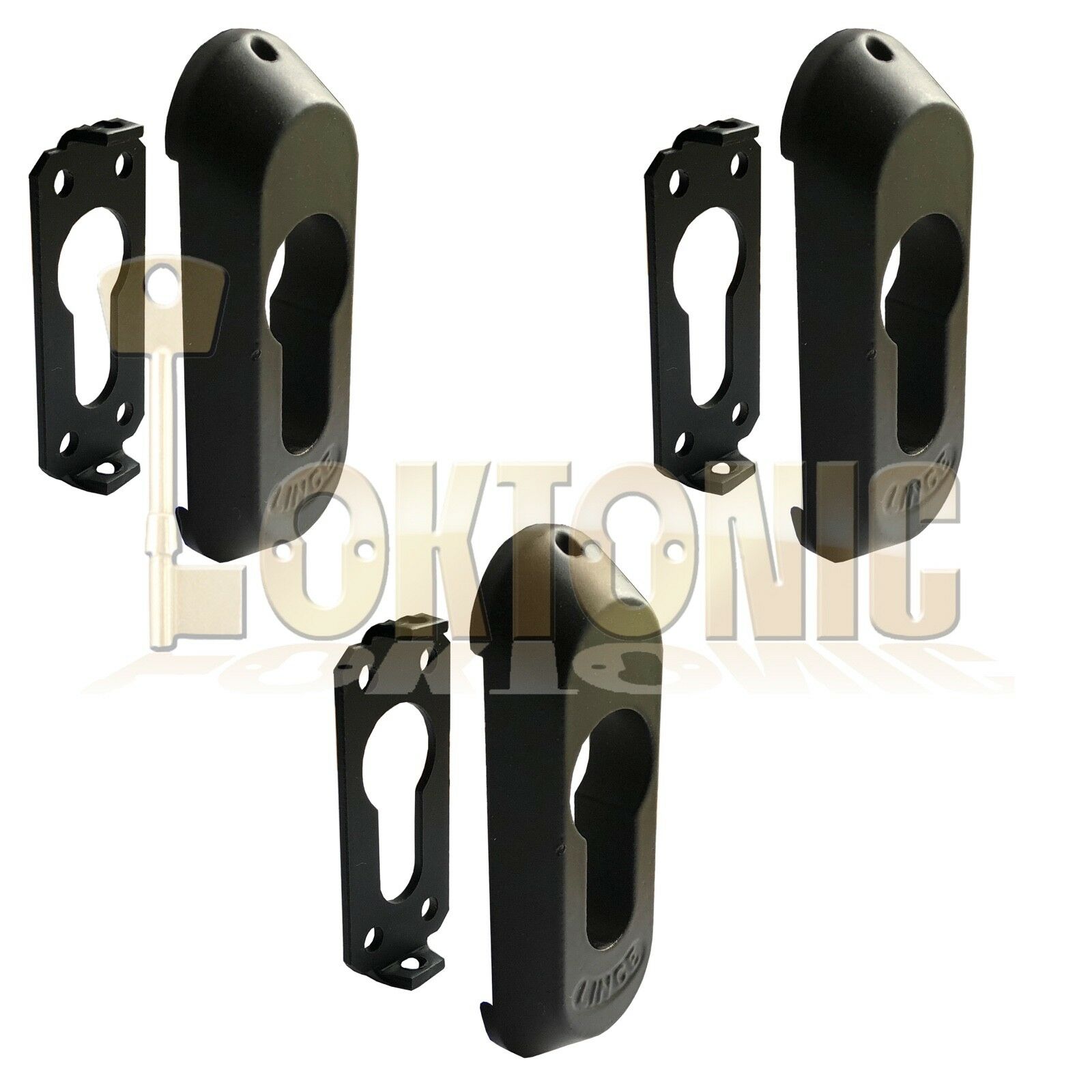 Lince High Security Black Euro Cylinder Escutcheon Keyhole Cover Plate Van Doors - Image 5