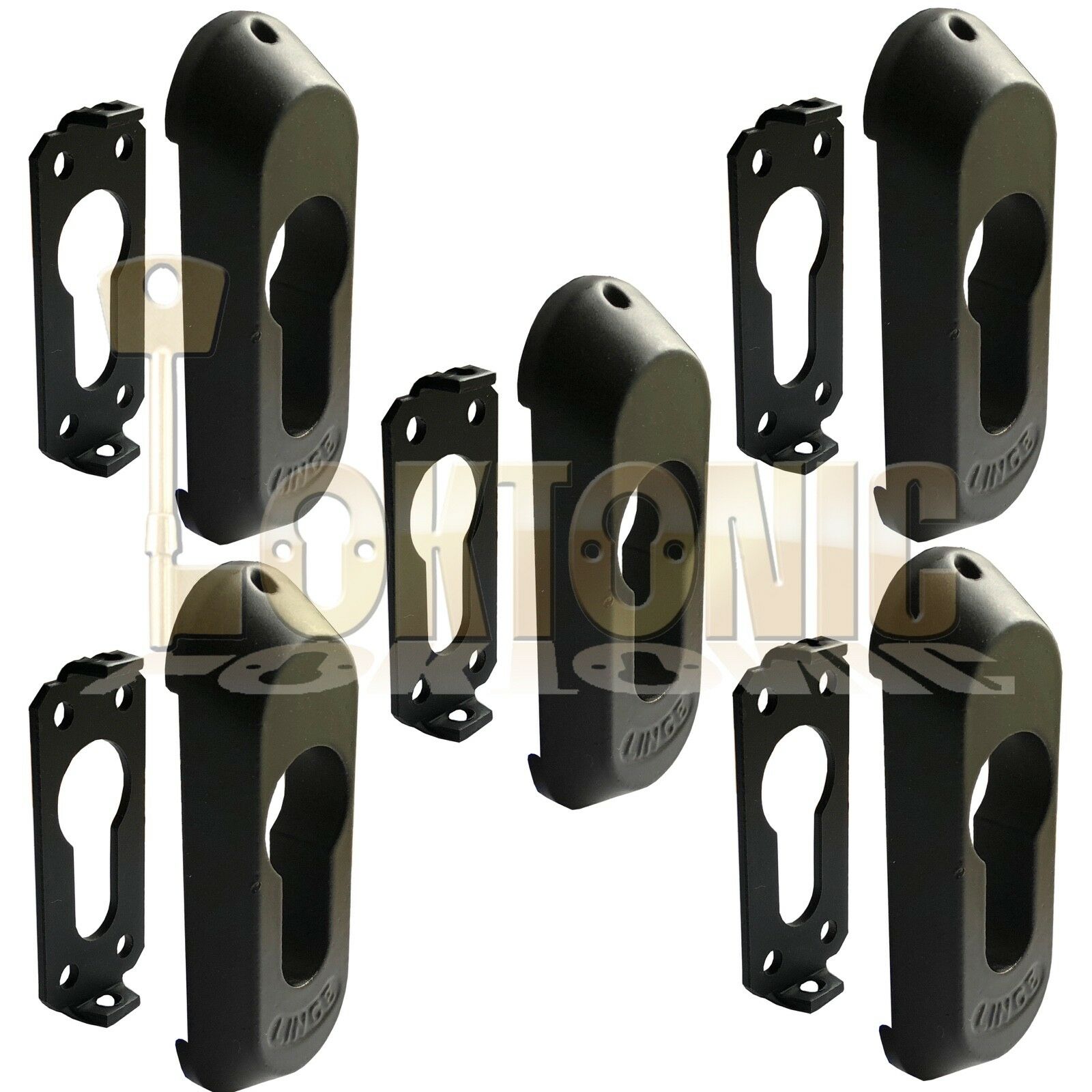 Lince High Security Black Euro Cylinder Escutcheon Keyhole Cover Plate Van Doors - Image 7