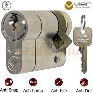 Vier V5 Half Euro Cylinder Lock Barrel Garage Van Door Roller Shutter Key Switch